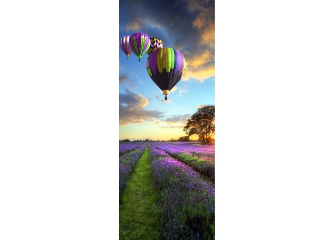 Наклейка на дверь Воздушные шары на закате